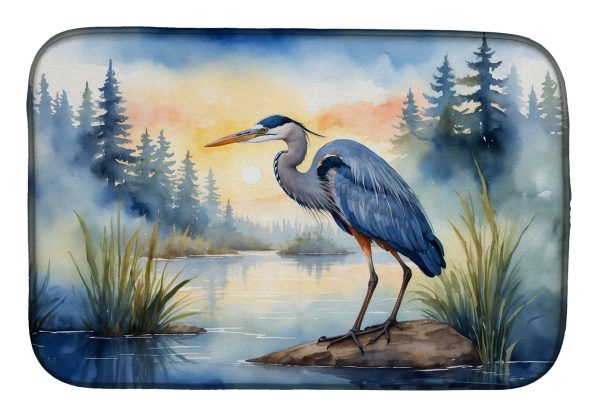 Blue Heron Emerging as the day fades Dish Drying Mat Discount