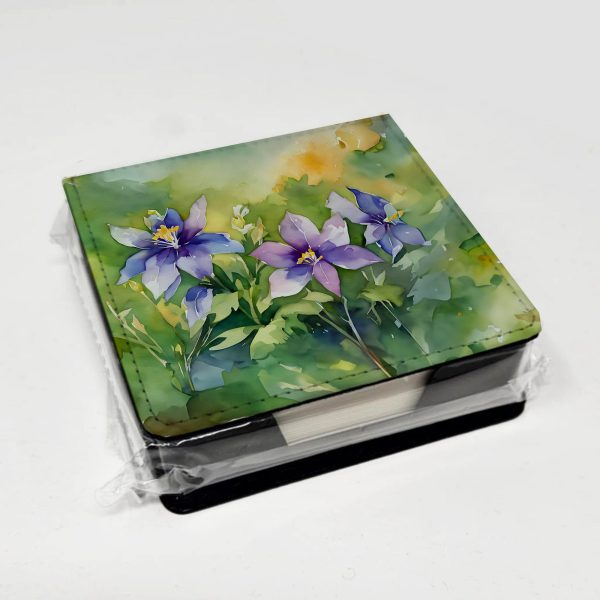 Colorado Rocky Mountain Columbine in Watercolor PU Leather Note Paper Holder For Discount - Image 4