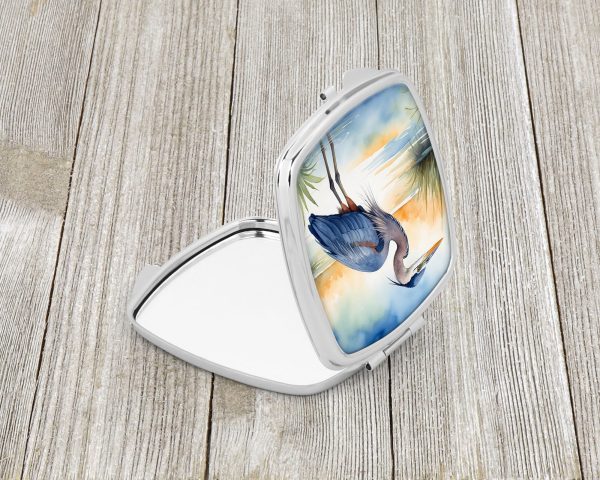 Blue Heron Emerging as the day fades Compact Mirror Online Sale - Image 2