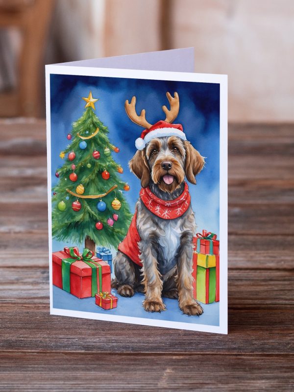 Wirehaired Pointing Griffon Christmas Reindeer Greeting Cards Pack of 8 For Cheap - Image 2