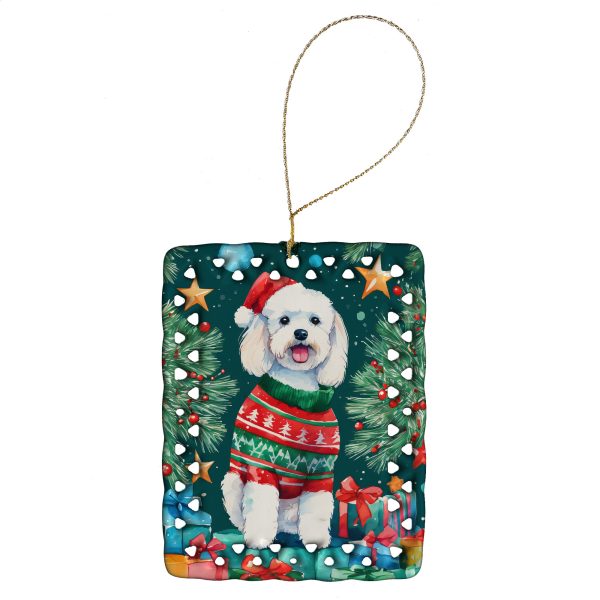 Bichon Frise Christmas Porcelain Ornament Hot on Sale