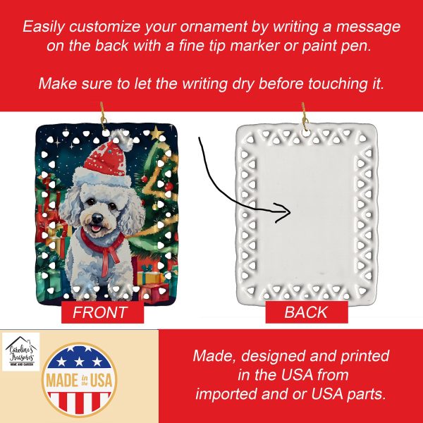 Poodle Christmas Porcelain Ornament For Sale - Image 3