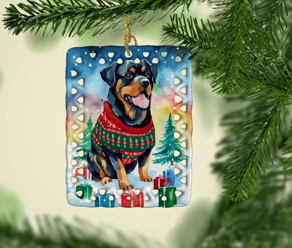 Rottweiler Christmas Porcelain Ornament Online Sale - Image 2
