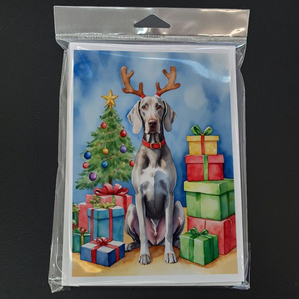 Weimaraner Christmas Reindeer Greeting Cards Pack of 8 Online - Image 3