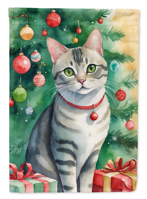 Asian Cat By the Christmas Tree House Flag Online