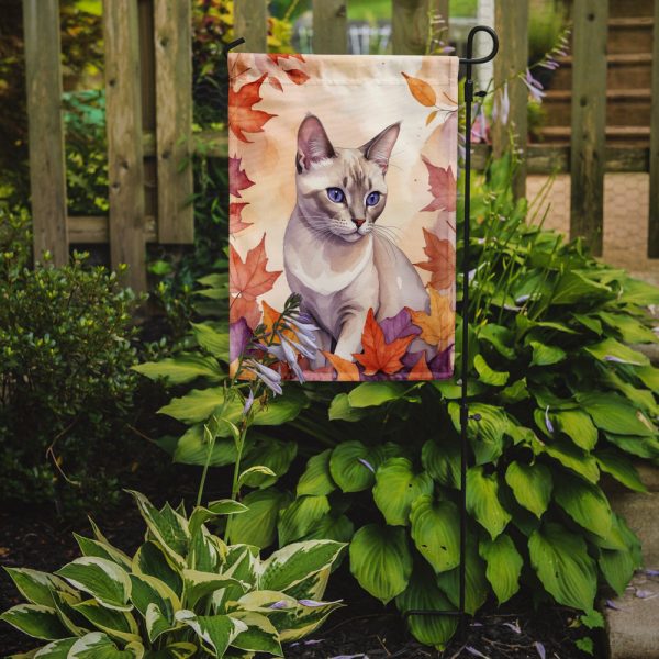 Thai Lilac Fall Garden Flag - Cat in Fall Leaves - Cat-Themed Seasonal Yard Decor Online Hot Sale - Image 2