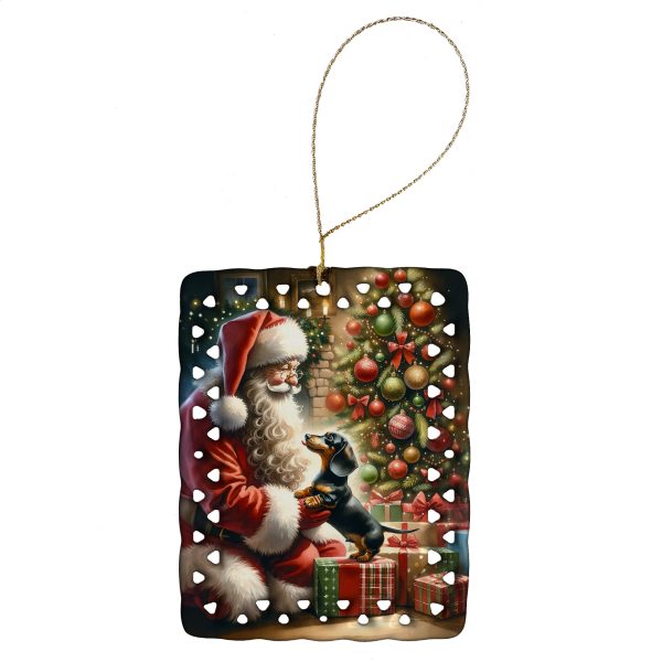 Dachshund and Santa Claus Porcelain Ornament For Discount