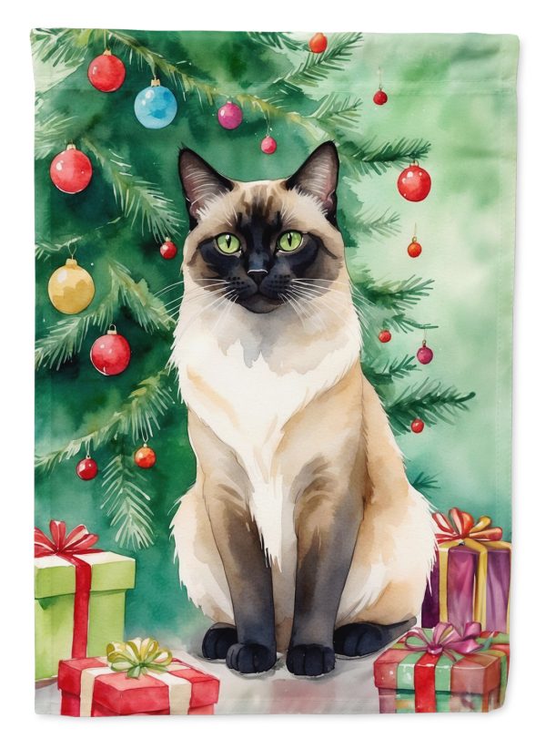 Birman Cat By the Christmas Tree House Flag Online Sale