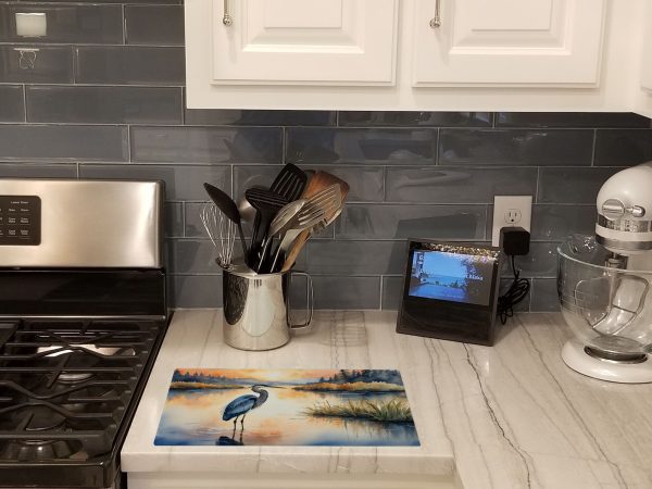 Blue Heron in the Golden Hour Glass Cutting Board on Sale - Image 2