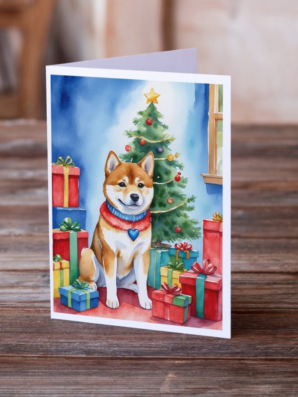 Shiba Inu Christmas Reindeer Greeting Cards Pack of 8 For Cheap - Image 2