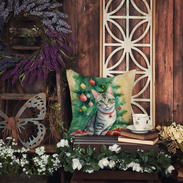 Asian Cat By the Christmas Tree Throw Pillow For Cheap - Image 5