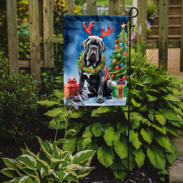 Neapolitan Mastiff Christmas Garden Flag – Dog in Reindeer Antlers with Tree & Gifts Hot on Sale - Image 2