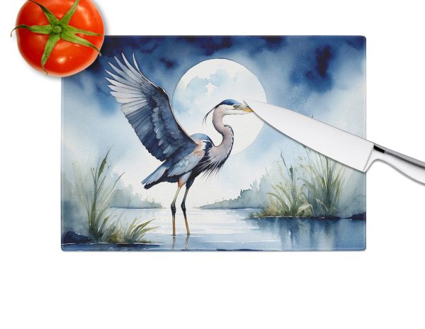 Blue Heron Under the Moonlight Glass Cutting Board Cheap - Image 4
