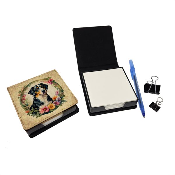 Appenzeller Sennenhund and Flowers PU Leather Note Paper Holder For Sale - Image 2