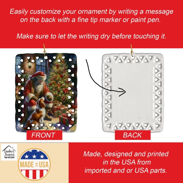 Brittany and Santa Claus Porcelain Ornament Online now - Image 3
