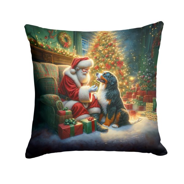 Bernese Mountain Dog and Santa Claus Throw Pillow For Sale