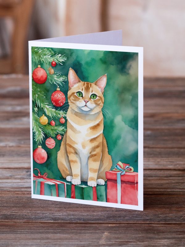 Malayan Cat By the Christmas Tree Greeting Cards Pack of 8 For Discount - Image 2