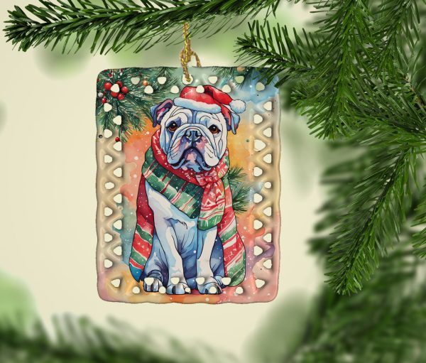 English Bulldog Christmas Porcelain Ornament Online Sale - Image 2