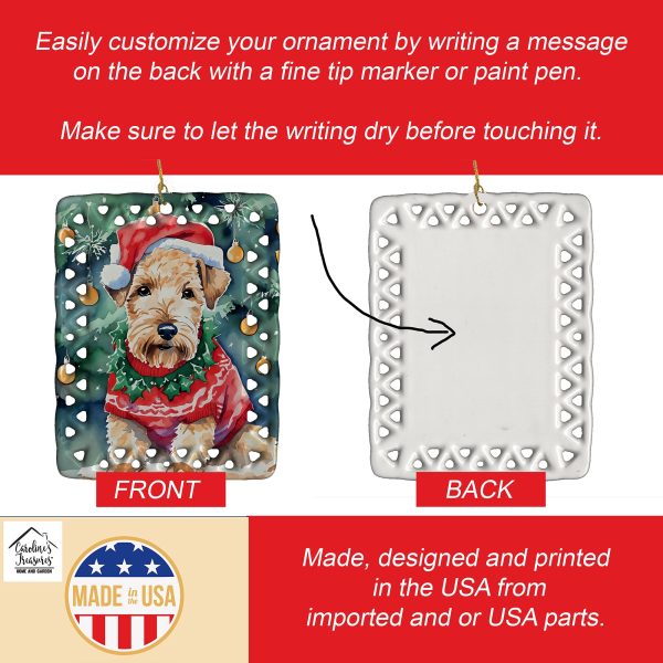 Lakeland Terrier Christmas Porcelain Ornament on Sale - Image 3