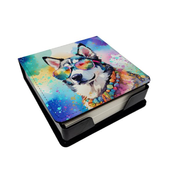Siberian Husky Hippie Dawg PU Leather Note Paper Holder Online Sale