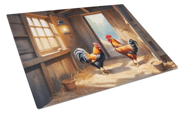 Chickens in the Coop Glass Cutting Board Sale