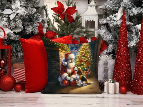 Beagle and Santa Claus Throw Pillow For Sale - Image 2