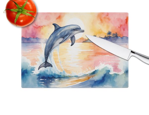 Dolphin Leaping at Sunrise Glass Cutting Board Online Sale - Image 4