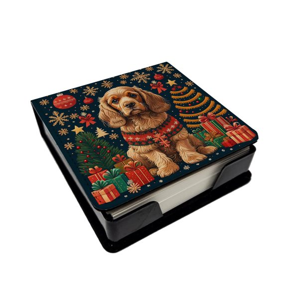 Cocker Spaniel Christmas PU Leather Note Paper Holder For Sale