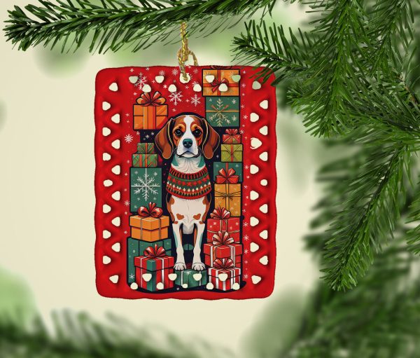 Beagle Holiday Christmas Porcelain Ornament on Sale - Image 2