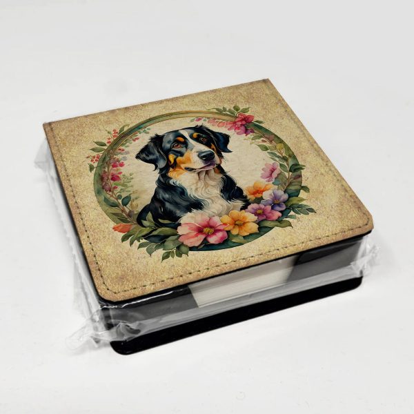 Appenzeller Sennenhund and Flowers PU Leather Note Paper Holder For Sale - Image 4