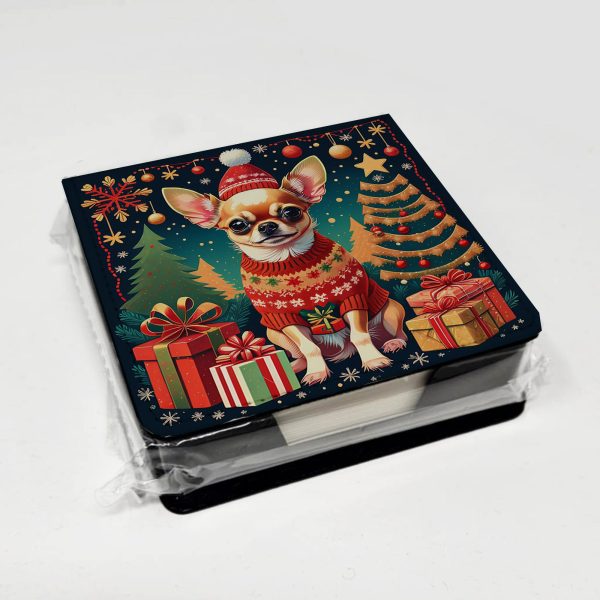 Chihuahua Christmas PU Leather Note Paper Holder Supply - Image 4