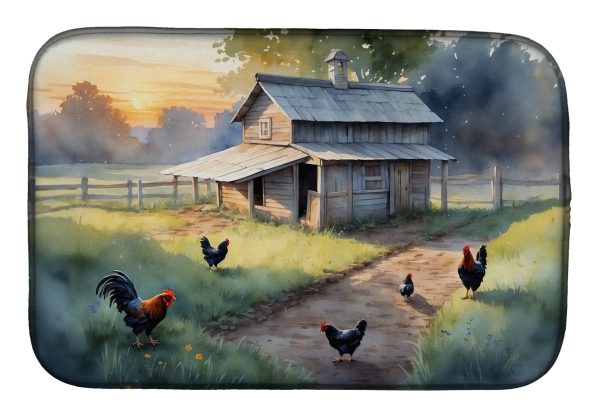 Chicken Coop at Dawn Dish Drying Mat on Sale