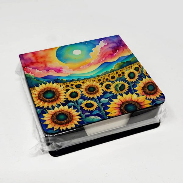 Colorful Sunflowers PU Leather Note Paper Holder For Sale - Image 4