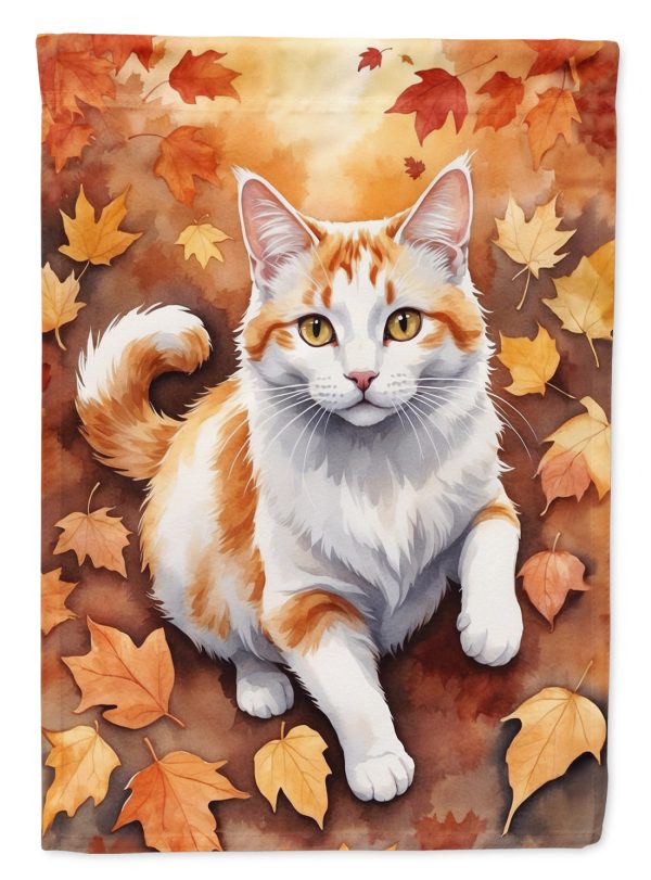 Turkish Van Cat in Fall Leaves House Flag Online