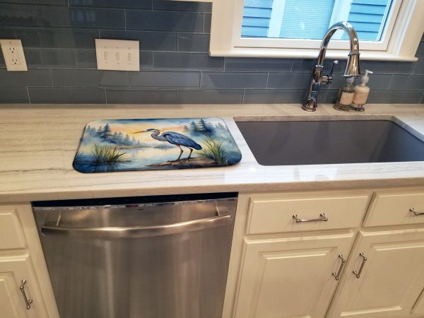 Blue Heron Emerging as the day fades Dish Drying Mat Discount - Image 3