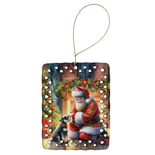Schnauzer and Santa Claus Porcelain Ornament Cheap