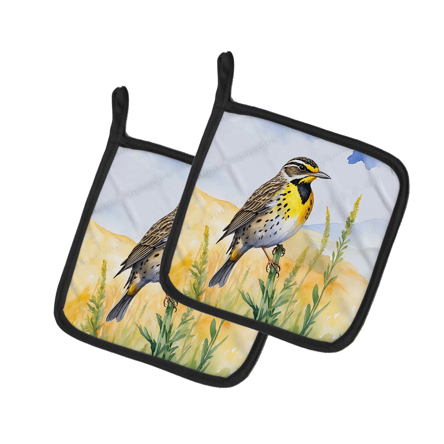 Nebraska Western Meadowlark Pair of Pot Holders Online Sale