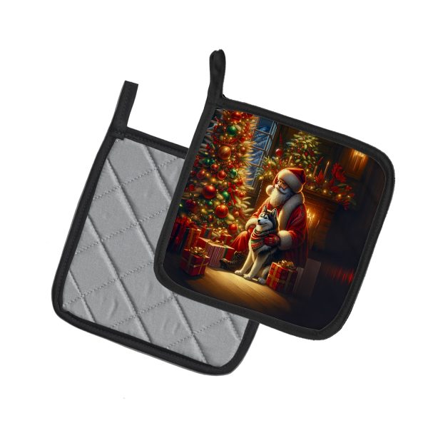 Siberian Husky and Santa Claus Pair of Pot Holders Online - Image 2