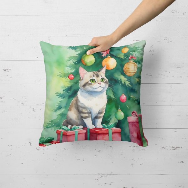 Li Hua Cat By the Christmas Tree Throw Pillow Online - Image 3