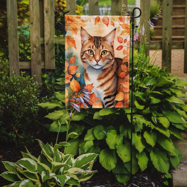 Aegean Fall Garden Flag - Cat in Fall Leaves - Cat-Themed Seasonal Yard Decor Sale - Image 2
