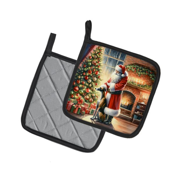 Greyhound and Santa Claus Pair of Pot Holders Online Sale - Image 2