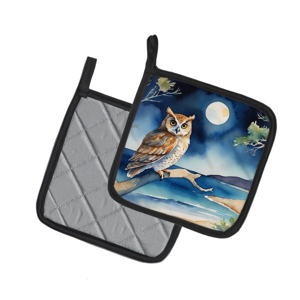 Owl Perched in Coastal Tree Pair of Pot Holders Cheap - Image 2