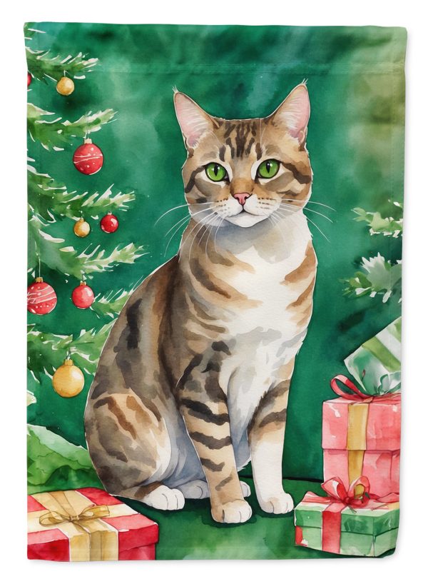 California Spangled Cat By the Christmas Tree House Flag Sale