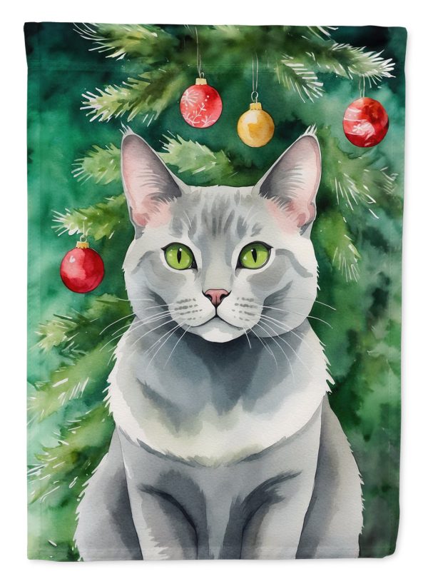 Korat Cat By the Christmas Tree House Flag For Discount