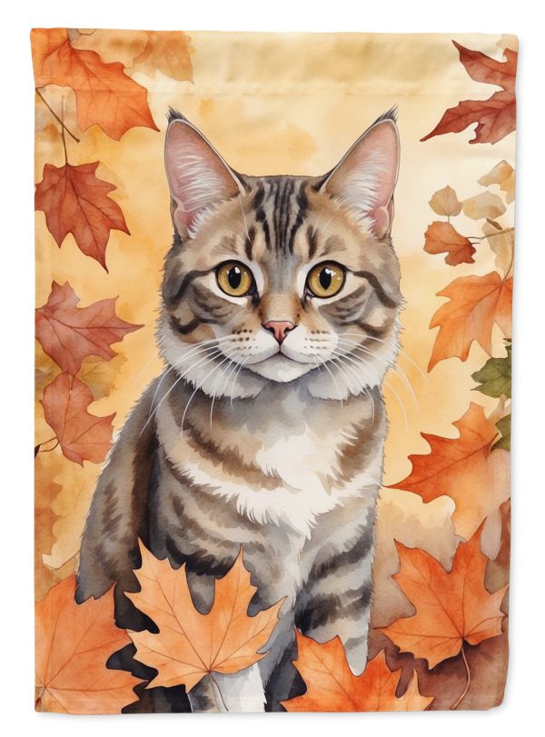 American Bobtail Fall Garden Flag - Cat in Fall Leaves - Cat-Themed Seasonal Yard Decor Fashion