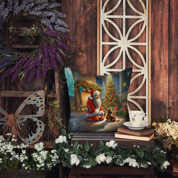 Dachshund and Santa Claus Throw Pillow Online Sale - Image 5