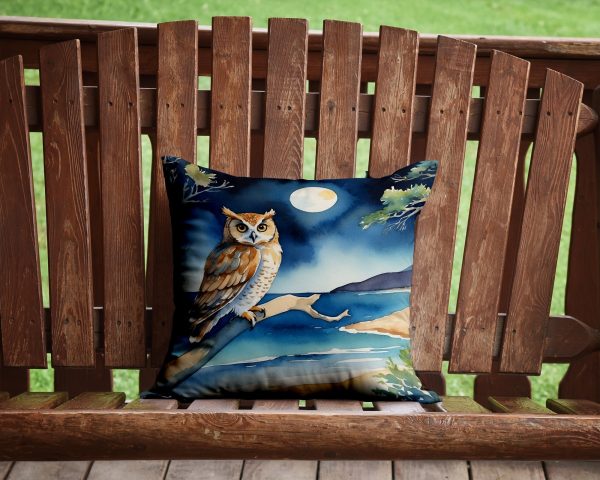 Owl Perched in Coastal Tree Throw Pillow Supply - Image 2
