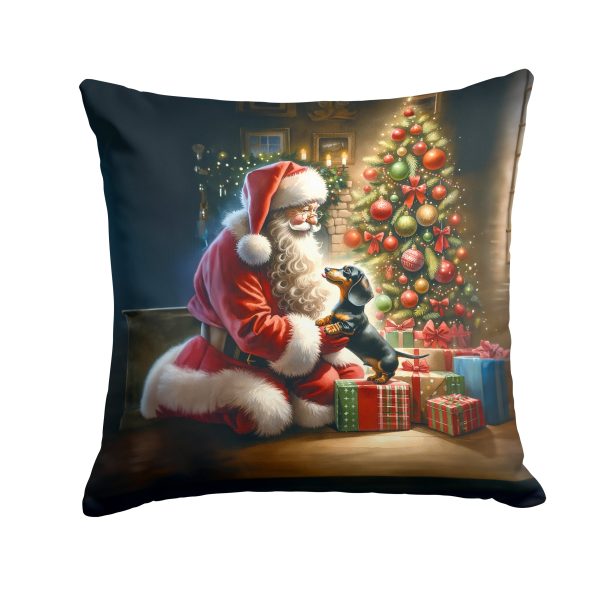 Dachshund and Santa Claus Throw Pillow For Discount