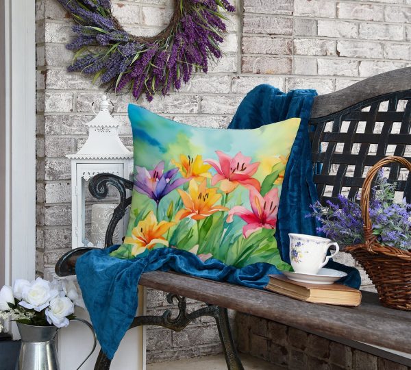 Lilies in Watercolor Throw Pillow Hot on Sale - Image 4