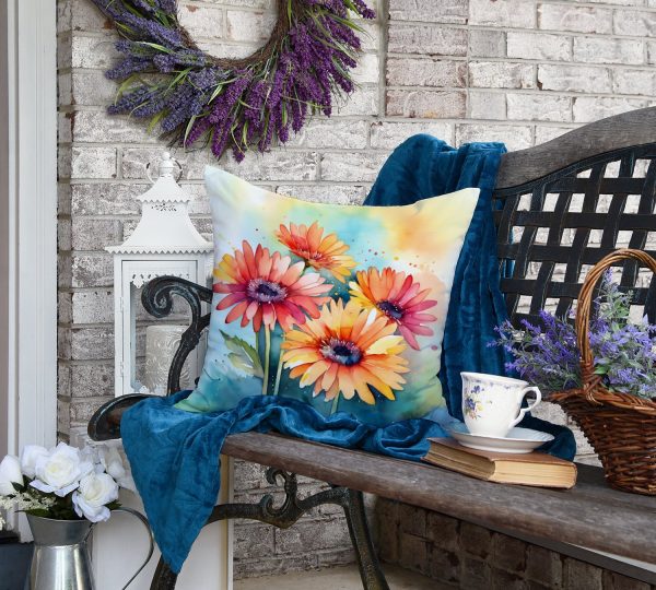 Gerbera Daisies in Watercolor Throw Pillow Online Hot Sale - Image 4